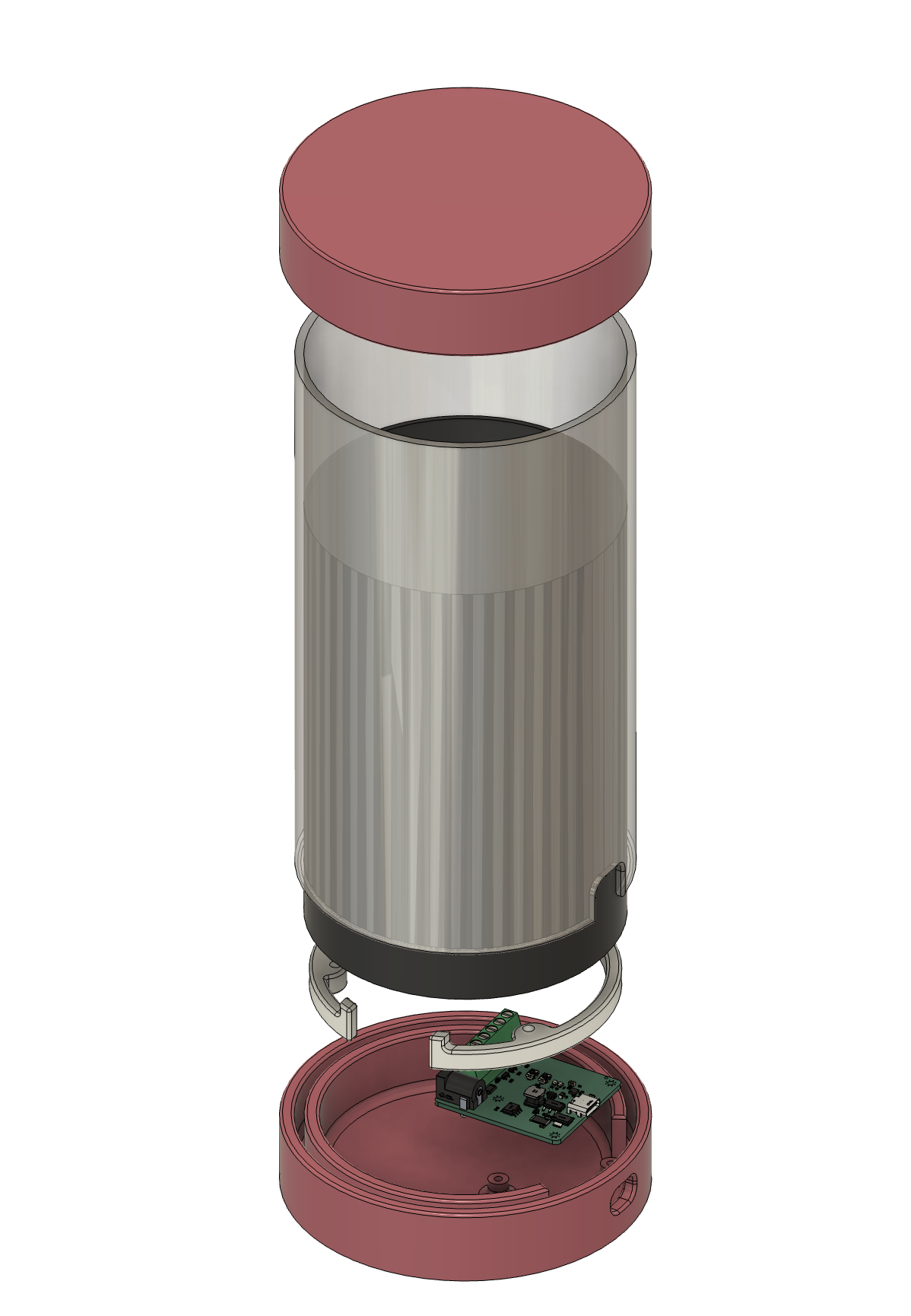 CAD design of the lamp, exploded view